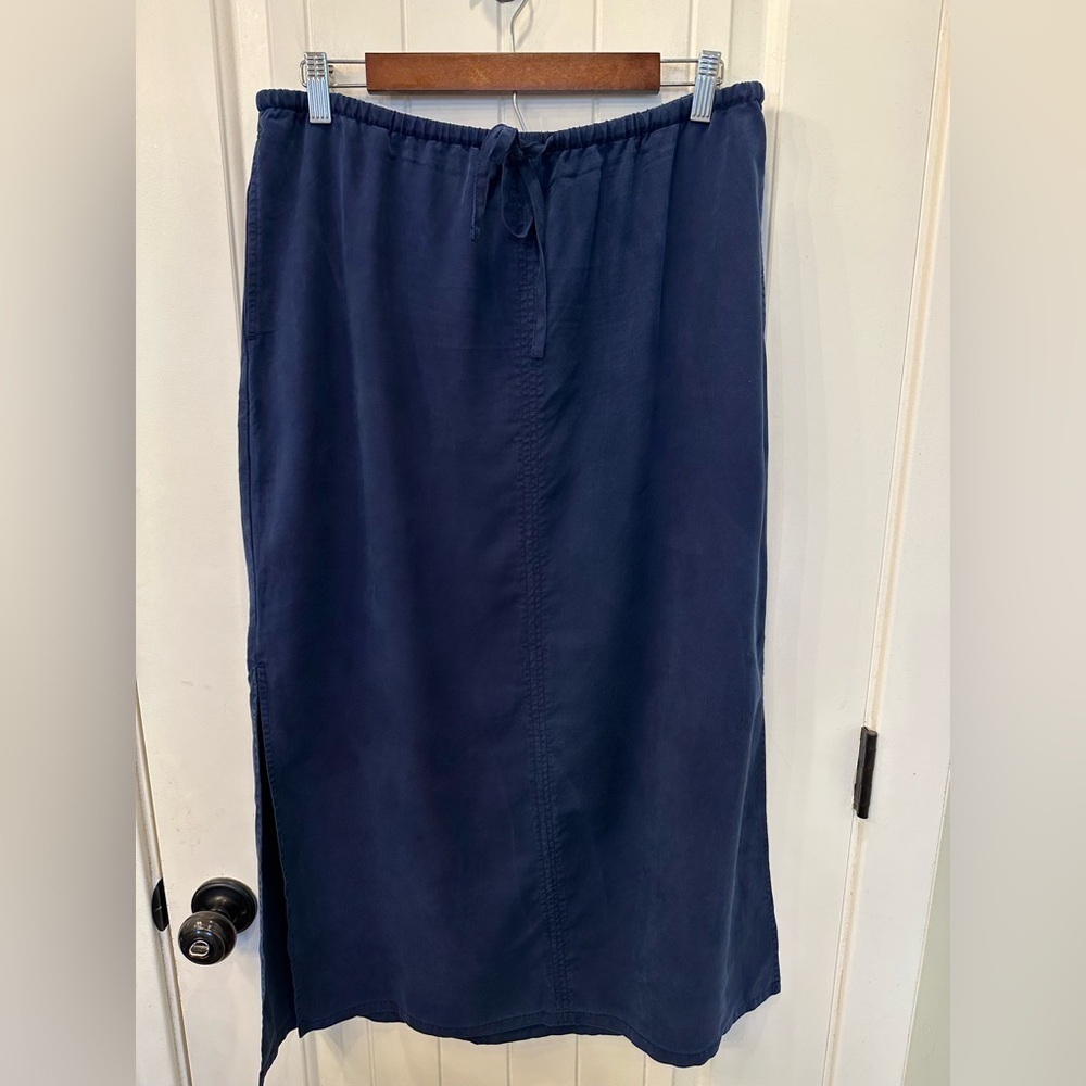 Cloth & Stone Navy Blue Tencel Drawstring Maxi Skirt Size M